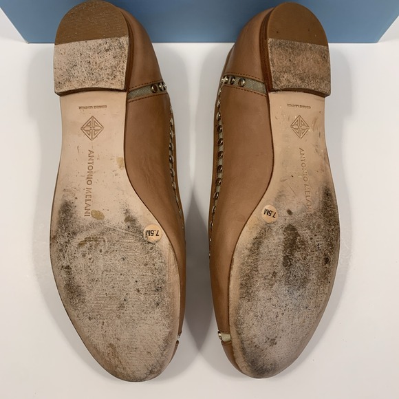 Ballet Flats "Lannce" Antonio Melani Women's 7.5M Brown Gold Studs Y2K - Picture 5 of 5